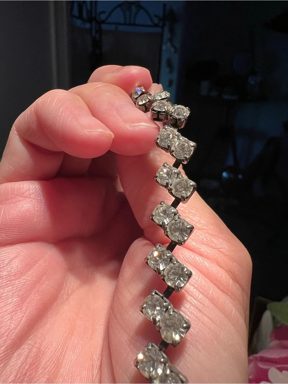 Silver-Tone Crystal Tennis Bracelet - Clear Stones